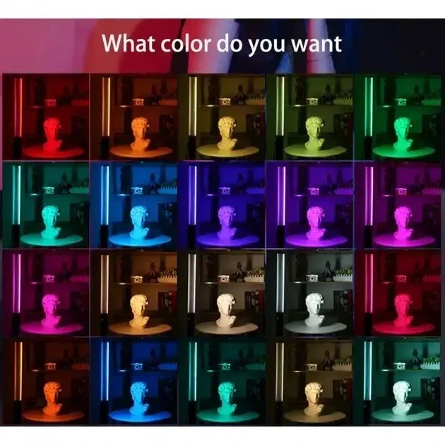LED - освітлювач, відеосвітло, жезл RGB - Rainbow Stick Light 50 см з вбудованим АКБ та пультом - зображення 6