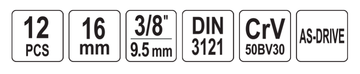 Nasadka YATO sześciokątna długa 3/8" 16 mm (YT-3830) - obraz 3
