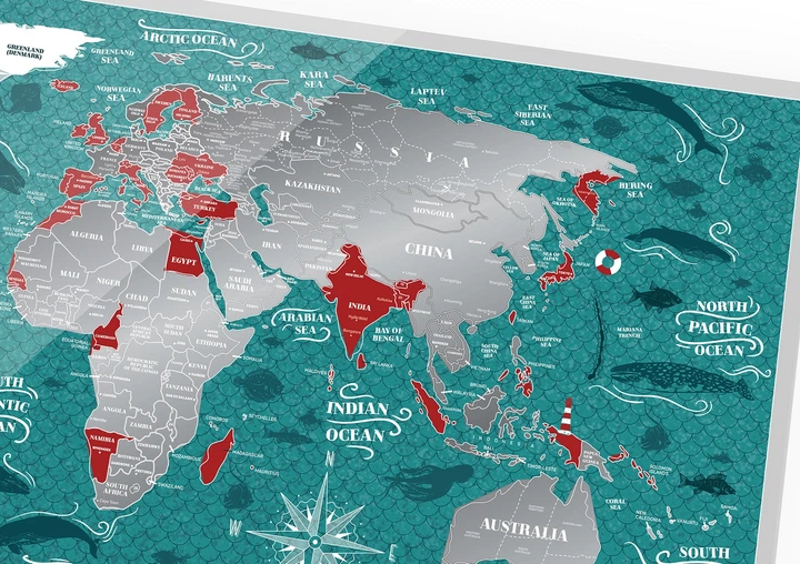 Пластиковая скретч-карта мира Travel Map, Marine - изображение 2