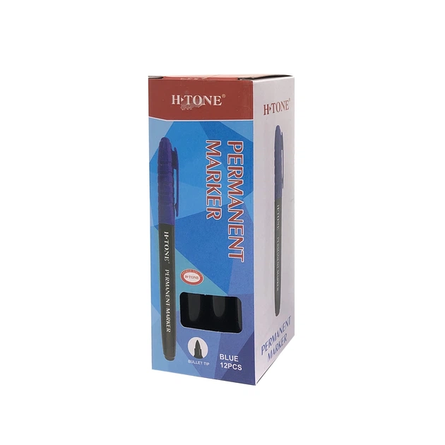 Набор перманентных маркеров H-Tone 1-2 мм Синие 12 шт (JJ205330-blue) - изображение 3