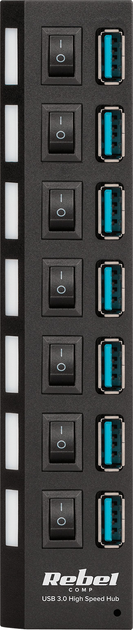 USB-hub Rebel USB 3.0 7 ports Black (5901890029032) - obraz 2