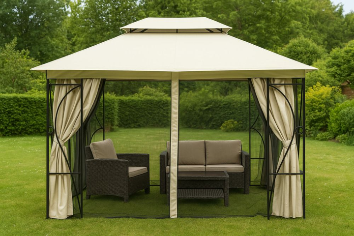 Moskitiera do pawilonu ogrodowego 3x4 m ModernHome by Multistore (1701-N3X4-BEIGE) - obraz 3