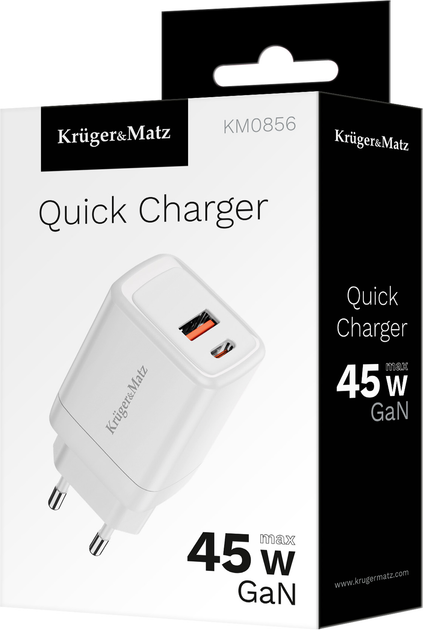 Ładowarka Kruger&Matz 45W GaN QC PD White (5901890107082) - obraz 6
