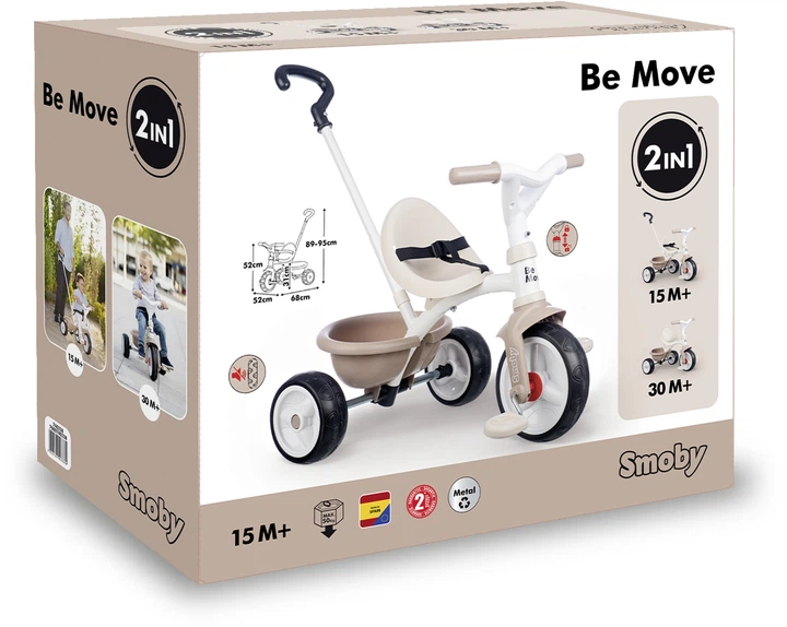 Dziecięcy rower Smoby Toys 2 w 1 metalowy Bi Move 68 x 52 x 52 cm Ivory (7600740338) (3032167403384) - obraz 2