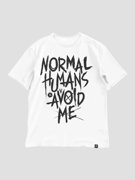 Футболка чоловіча оверсайз Normal Humans Avoid Me XL-2XL Білий (26838229) - Фото 4 Футболка чоловіча оверсайз Normal Humans Avoid Me XL-2XL Білий (26838229) - зображення 4