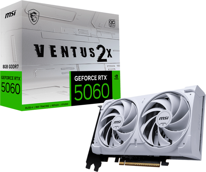Karta graficzna MSI PCI-Ex GeForce RTX 5060 VENTUS 2X OC WHITE 8GB GDDR7 (128bit) (2535/28000) (HDMI, 3 x DisplayPort) (RTX 5060 8G VENTUS 2X OC WHITE) - obraz 5