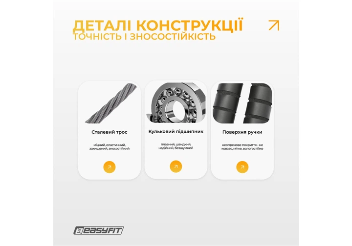 Скакалка EasyFit EF-1917 (с утяжелителем) 2,75 м Черный - Фото 3 Скакалка EasyFit EF-1917 (с утяжелителем) 2,75 м Черный - изображение 3