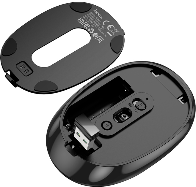 Миша Hoco GM34 Nuevo Dual-mode Business Wireless/Bluetooth Mouse Black Metal Gray (6942007632782) - зображення 3
