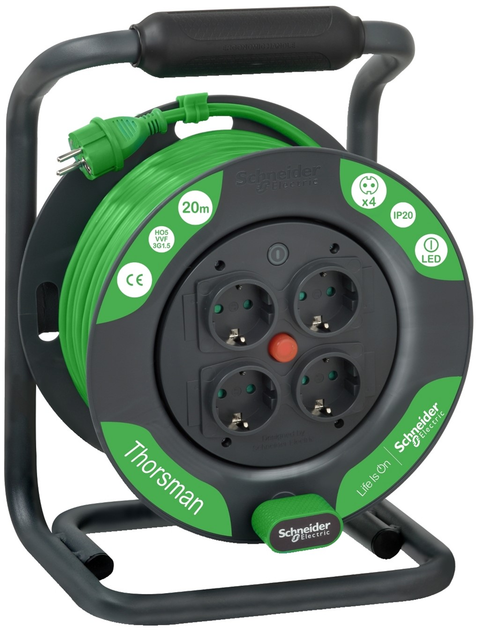 Подовжувач на котушці Schneider Electric ІР20 4 розетки 20 м (IMT33140) - зображення 1