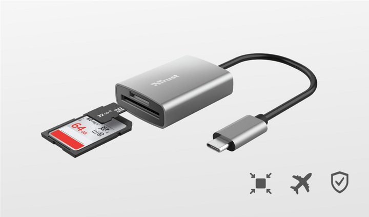 USB-hub Trust Aluminium USB-C Card Reader (24136) - obraz 5