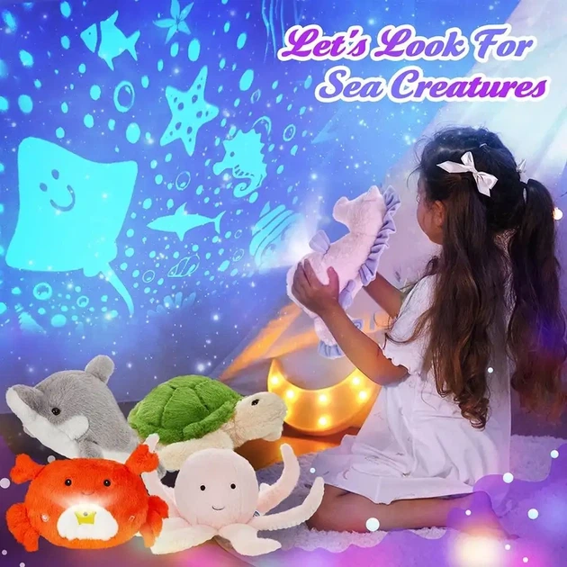 Ночник Краб проектор звездного неба dream мягкая игрушка с музыкой Led подсветка 7 цветов - изображение 3