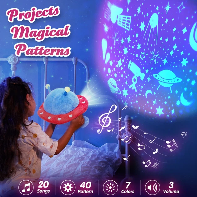 Ночник НЛО проектор звездного неба dream мягкая игрушка с музыкой Led подсветка 7 цветов - Фото 3 Ночник НЛО проектор звездного неба dream мягкая игрушка с музыкой Led подсветка 7 цветов - изображение 3