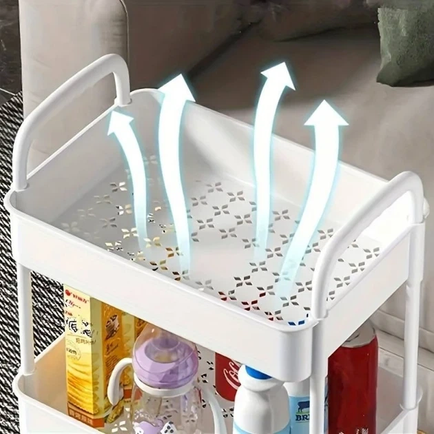 Етажерка на колесах 4 полиці біла підлогова Storage rack AND906 - изображение 3