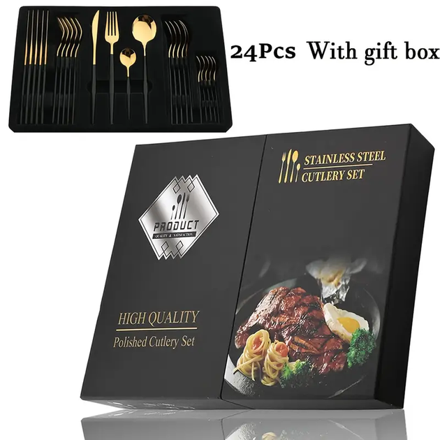 Набір столових приладів Kitchen Ware 24 шт. з нержавіючої сталі на 6 персон - Фото 3 Набір столових приладів Kitchen Ware 24 шт. з нержавіючої сталі на 6 персон - зображення 3