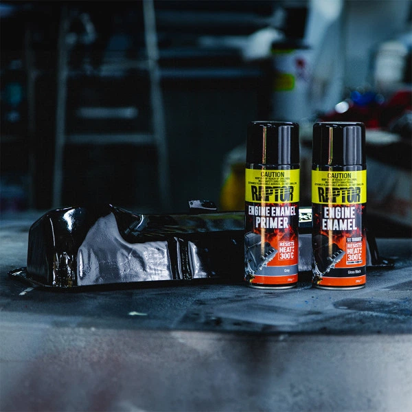 Фарба підвищеної міцності для двигуна | RAPTOR Engine Enamel | Аерозоль 364 мл — Чорний напівмат - зображення 3