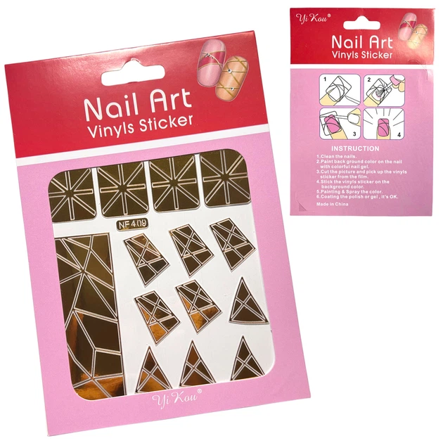 Трафарет Nail Art 409 золото (виниловые стикеры, наклейки) для дизайна и декора ногтей - Фото 1 Трафарет Nail Art 409 золото (виниловые стикеры, наклейки) для дизайна и декора ногтей - изображение 1