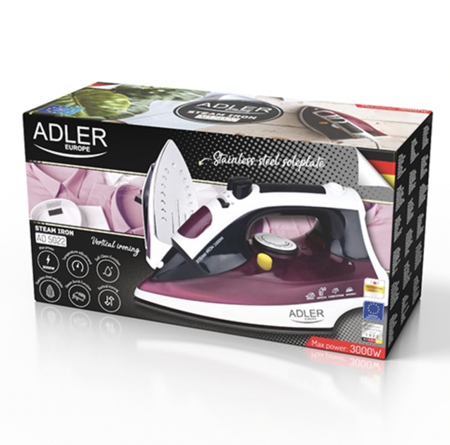 Утюг Adler AD 5022 Функция самоочистки 3000 Вт - изображение 6