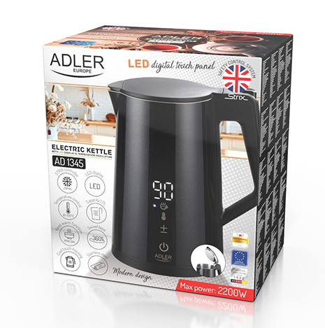 Електрочайник Adler AD 1345 1.7 л з регулюванням температури, LED-дисплеєм та STRIX-контролером - изображение 8