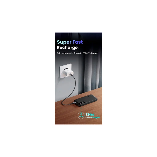 Батарея универсальная Ugreen 10000mAh 20W PD, QC/3.0, USB-A, USB-C Black (PB311) (25742) - изображение 4