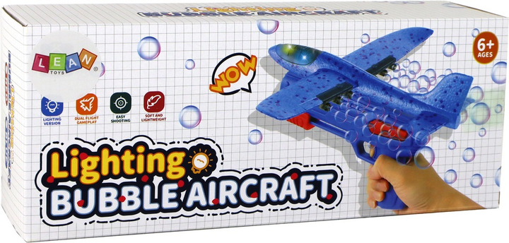Maszynka do baniek mydlanych LEAN Toys Samolot-pistolet Niebieski 15985 (5905679075319) - obraz 1