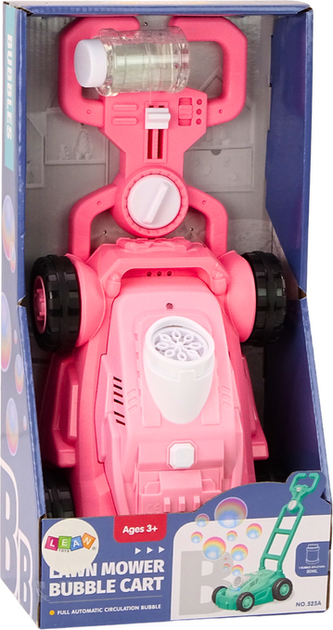 Машина для мильних бульбашок LEAN Toys Газонокосарка-каталка з ручкою Рожева 19713 (5905991010883) - зображення 1