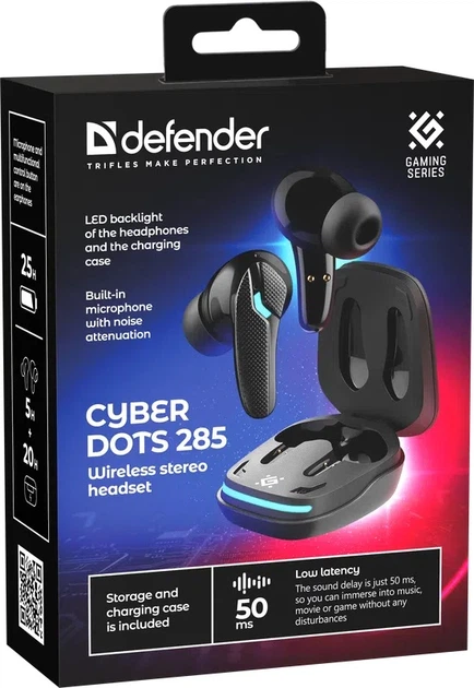 Słuchawki Defender CyberDots 285 TWS Bluetooth Black (4745090829044) - obraz 7