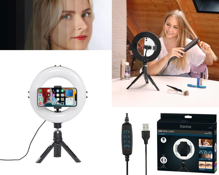 Кільцева лампа зі штативом Hama Smart-80 V2 Black (4007249046574) - зображення 20