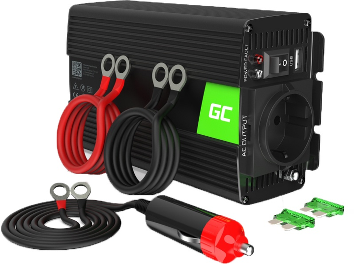 Автомобільний інвертор Greencell 12 V/230 V 500 W (INV03DE) - зображення 1