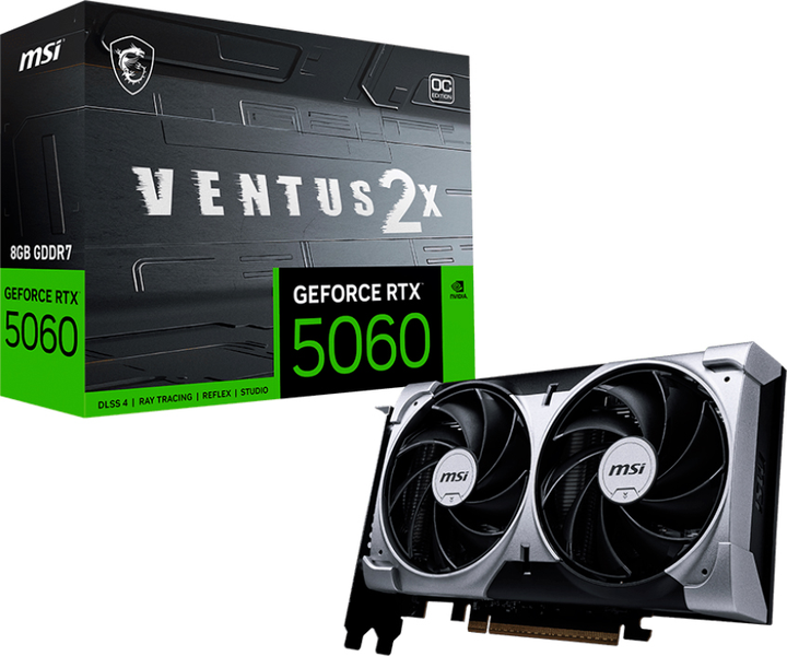 Відеокарта MSI PCI-Ex GeForce RTX 5060 VENTUS 2X OC 8GB GDDR7 (128bit) (2535/28000) (HDMI, 3 x DisplayPort) (RTX 5060 8G VENTUS 2X OC) - зображення 5
