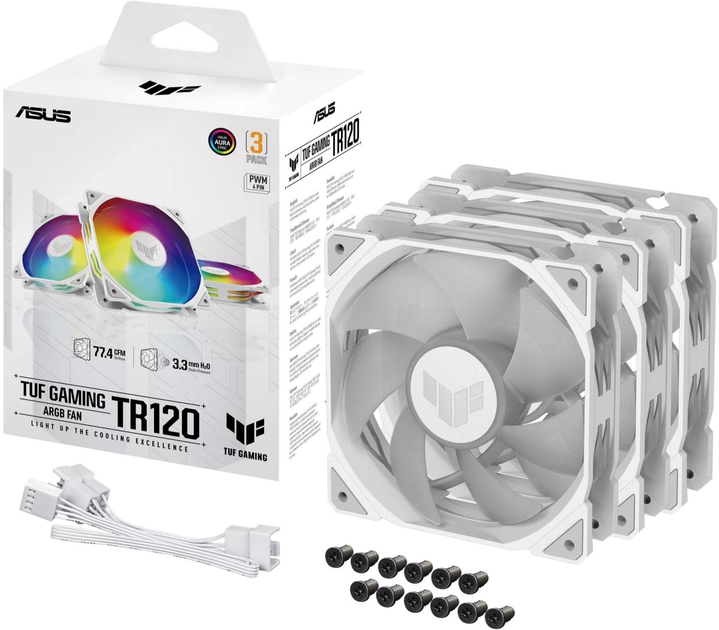 Zestaw wentylatorów ASUS TUF Gaming TR120 ARGB Triple Pack White (90DA0093-B09020) - obraz 10