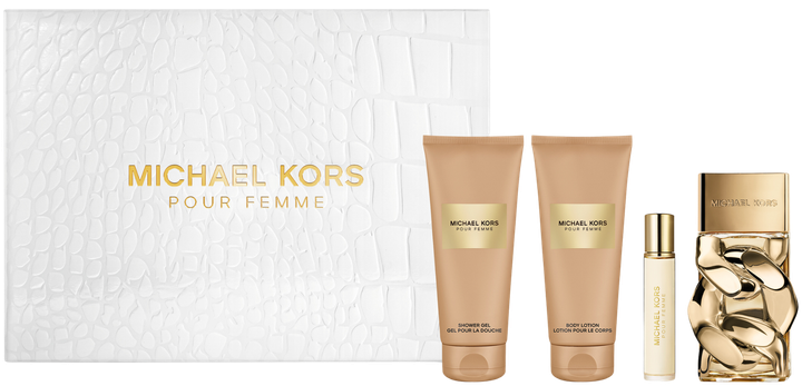 Набір для жінок Michael Kors Pour Femme Парфумована вода 100 мл + Лосьйон для тіла 100 мл + Гель для душу 100 мл + Мініатюра Парфумована вода 10 мл (850050174684) - зображення 1