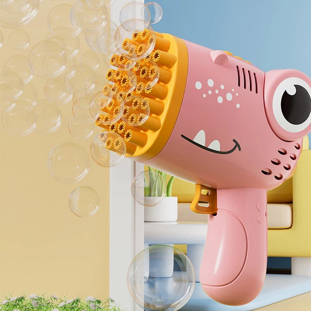 Пистолет для мыльных пузырей Dinosaur Bubble Gun с насадкой на 40 отверстий 50ml Pink - Фото 2 Пистолет для мыльных пузырей Dinosaur Bubble Gun с насадкой на 40 отверстий 50ml Pink - изображение 2