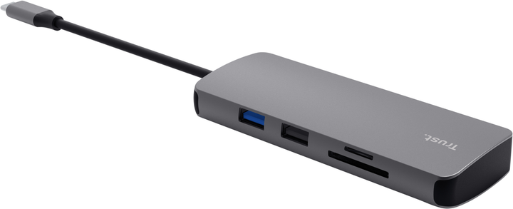 Hub USB Trust Dalyx 8in1 USB-C - USB-A 3.2/USB-A 2.0/2xUSB-C/HDMI/LAN/SD/microSD 0.5 m Gray (TR25672) - obraz 3