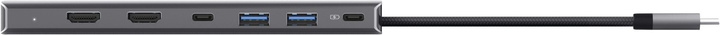 USB-хаб Trust Dalyx 7in1 USB-C - 2xUSB-А 3.2/2xUSB-С/2xHDMI/Display Port 0.16 m Gray (TR25661) - зображення 3