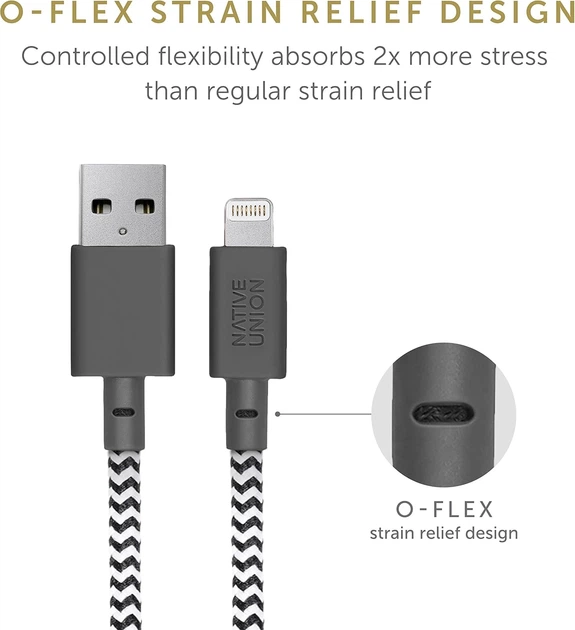 Кабель Lightning Native Union Belt Cable XL Zebra 3 м - изображение 5