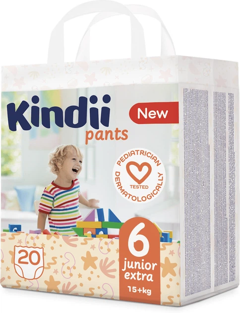 Підгузки-трусики для дiтей Kindii рants розмір 6 Junior Extra 15+ кг 20 шт (5900095037330) - изображение 2