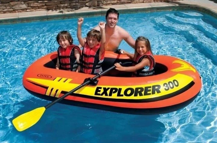 Лодка надувная Intex двухместная Explorer из винила 300 211х117 см с веслами и ручным насосом 2-х камерная Оранжевый (33-9-58332) - изображение 7