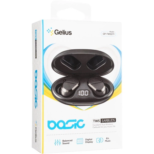 Навушники BT Gelius Basic GP-TWS011 Black - Фото 2 Навушники BT Gelius Basic GP-TWS011 Black - зображення 2