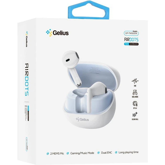 Навушники BT Gelius Airdots GP-TWS-001X White - Фото 2 Навушники BT Gelius Airdots GP-TWS-001X White - зображення 2