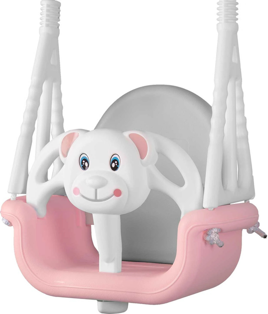 Huśtawka kubelkowa dziecięca Ricokids 3 w 1 Miś Różowa (5903890601539) - obraz 1