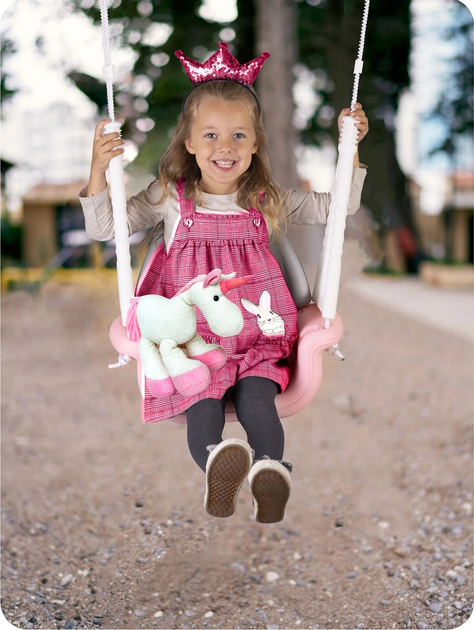 Huśtawka kubelkowa dziecięca Ricokids 3 w 1 Miś Różowa (5903890601539) - obraz 8