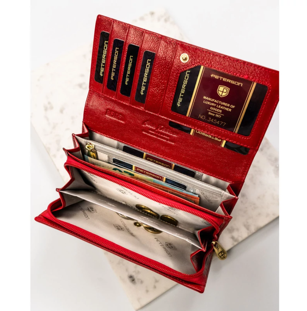 Кошелек женский кожаный Peterson PTN 42106-BF-0469 красный - Фото 7 Кошелек женский кожаный Peterson PTN 42106-BF-0469 красный - изображение 7