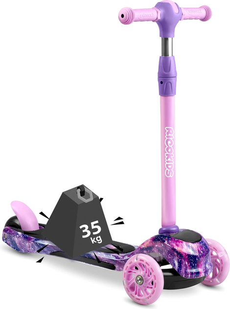 Самокат дитячий триколісний Ricokids Piko Рожево-фіолетовий (5903890610173) - зображення 6