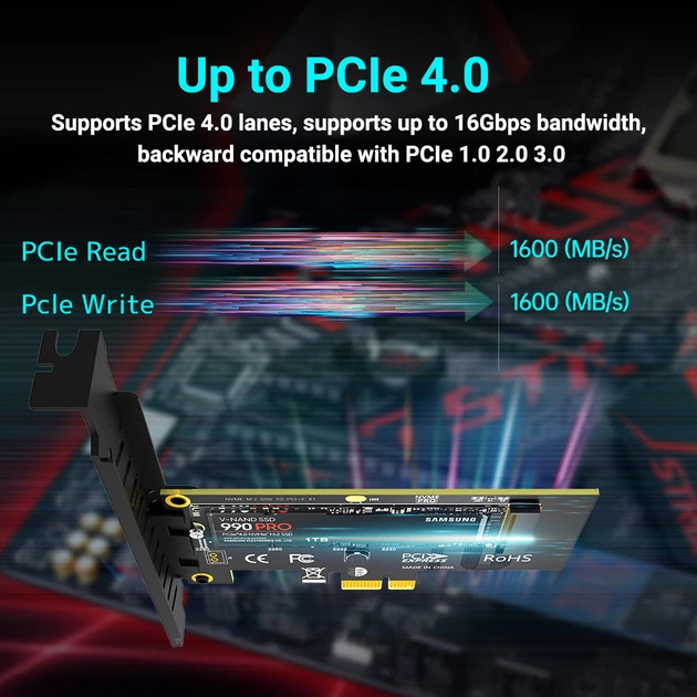 Переходник Адаптер PCI-E на SSD M.2 NVMe JEYI Starfish PCIе 4.0/3.0 X1 с алюминиевым радиатором - Фото 6 Переходник Адаптер PCI-E на SSD M.2 NVMe JEYI Starfish PCIе 4.0/3.0 X1 с алюминиевым радиатором - изображение 6