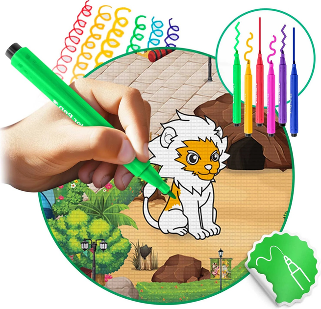 Mata piankowa do kolorowania Ricokids zwijana 120 x 92 x 0.3 cm RK-344 734400 Zielona (5903890615994) - obraz 8