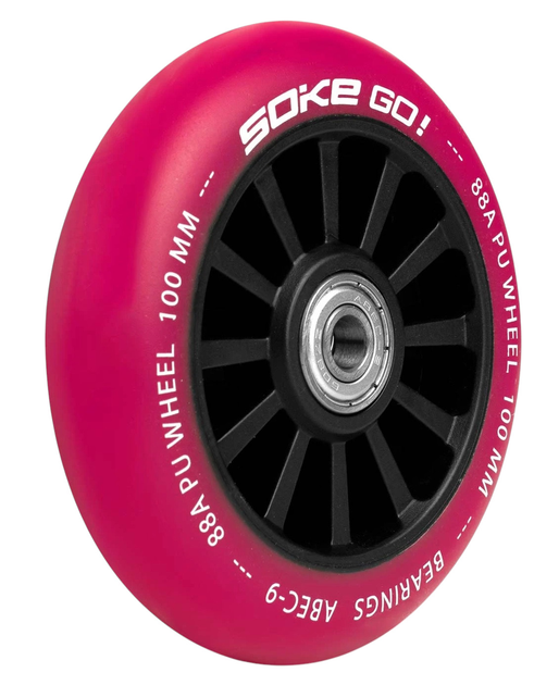 Kolka do hulajnogi Soke 100 mm rubinowe 2 szt. 803003 (5903890607746) - obraz 2