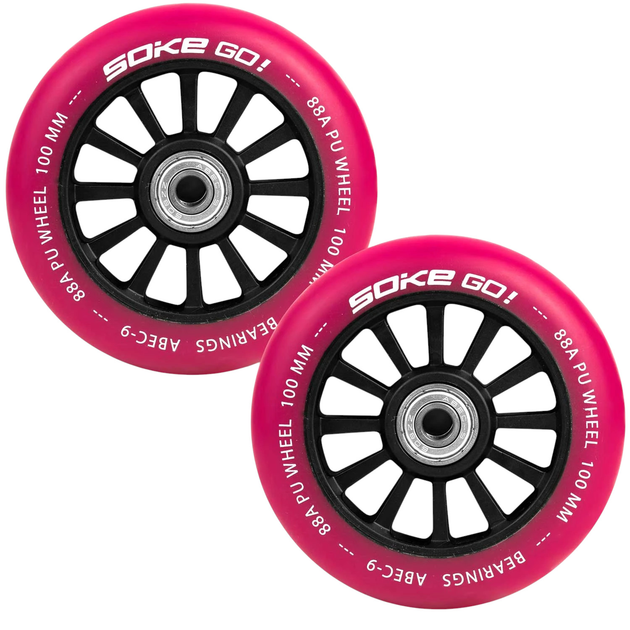 Kolka do hulajnogi Soke 100 mm rubinowe 2 szt. 803003 (5903890607746) - obraz 4