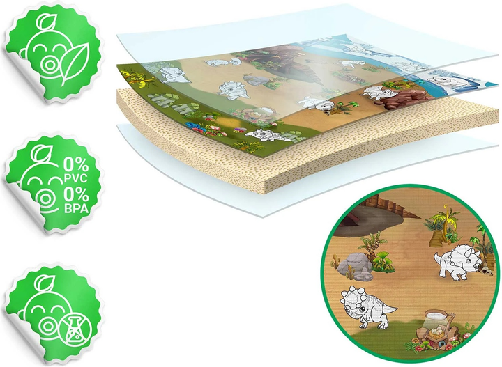 Mata piankowa do kolorowania Ricokids zwijana 120 x 92 x 0.3 cm RK-344 734402 Dinozaury (5903890616014) - obraz 6