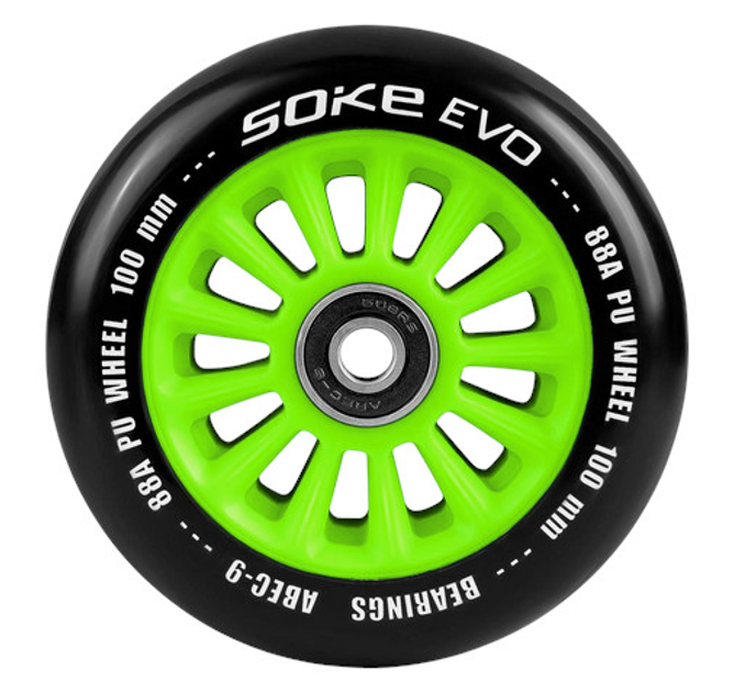 Kolka do hulajnogi Soke 100 mm zielone 2 szt. 803100 (5903890607753) - obraz 5