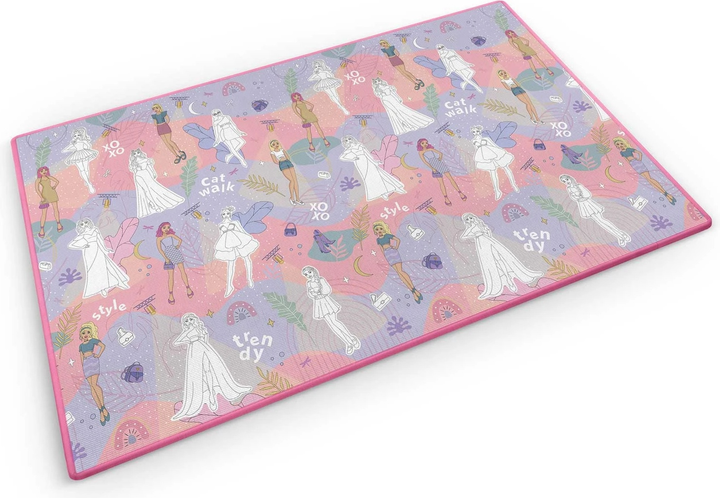 Mata piankowa do kolorowania Ricokids zwijana 200 x 120 x 0.3 cm RK-343 734301 Różowa (5903890615987) - obraz 2